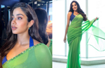 Janhvi Kapoor turns heads in an exquisite Green Sari for �Bawaal� trailer launch in Dubai